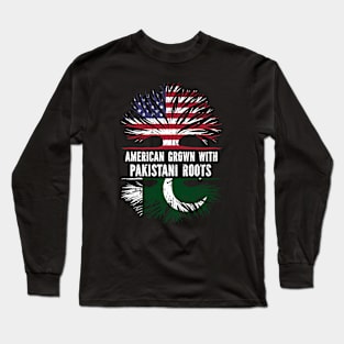 American Grown with Pakistani Roots USA Flag Long Sleeve T-Shirt